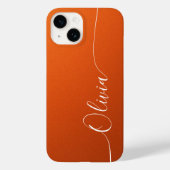 Coques Case-Mate iPhone Orange Blanc Élégant Nom en Calligraphie (Verso)