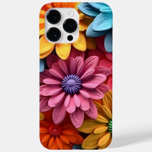 COQUES Case-Mate iPhone ORANGE BLEU ROSE BLANC 3-D FLEURS DE REGARDE (Verso)