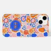 Coques Case-Mate iPhone Orange Blue Monogram Fruits Légumes (Verso (horizontal))