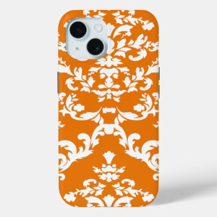 Coque Pour iPhone 15 Orange Bold Damask @ Emporiomoffa