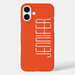Coques iPhone 16 Plus Orange brillant coloré, Minimaliste, Nom Jumbo