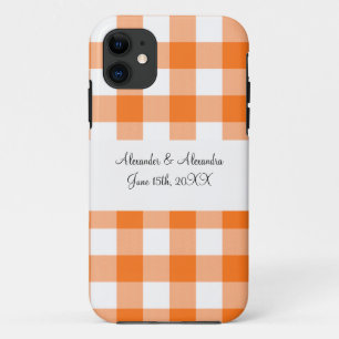 Coques Pour iPhone Orange en vichy mariage motif faveurs
