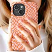 Coques Case-Mate iPhone Orange Et Rose Vichy Ondulé Monogrammé