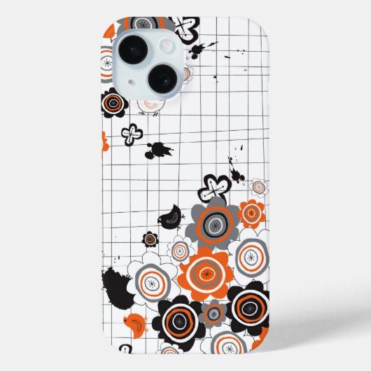 Coques Case-Mate iPhone Orange Fleurs Chicks Grunge Ink Blots Doodles Kid (Verso)