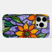 Coques Case-Mate iPhone Orange Fleurs Style Verre Trait (Verso (horizontal))