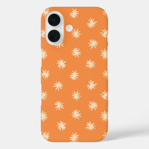 Coques iPhone 16 Orange Floral Vibrant Chaud Tropical