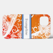 Coques Case-Mate iPhone Orangé gai et blanc floral, tournois sur mesure (Verso (horizontal))