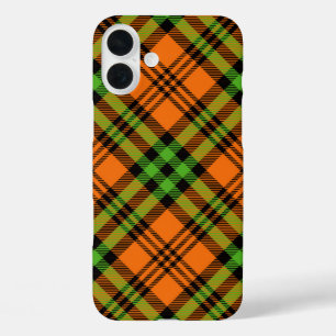COQUES iPhone 16 PLUS ORANGE & GREEN HALLOWEEN PLAID MOTIF