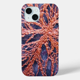 Coque Pour iPhone 15 orangé indigo orangé floral boho art broderie