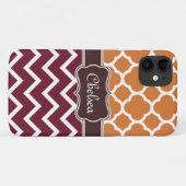 Coques Case-Mate iPhone Orange Lattice Maroon Chevron Motifs Nom Brown (Dos (Horizontal))