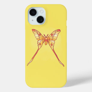 Coque Pour iPhone 15 Orange Luna Moth Art - Insecte colorée