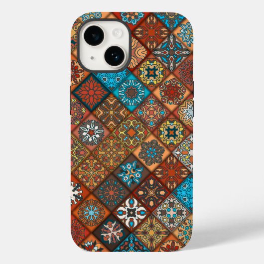Coques Case-Mate iPhone Orange Mandala | iPhone 14 Coque-Mate (Verso)
