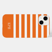 Coques Case-Mate iPhone Orange moderne et bande blanche avec Monogramme (Verso (horizontal))