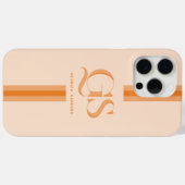 Coques Case-Mate iPhone Orange | Monogramme Rayures Chic  (Verso (horizontal))