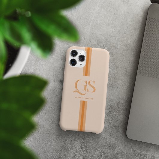 Coques Case-Mate iPhone Orange | Monogramme Rayures Chic 