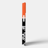 Coques Case-Mate iPhone Orange noir Damas motif Monogramme (Verso / Droite)