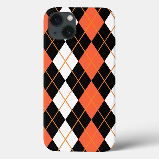Coques Case-Mate iPhone Orange noir Jacquard blanc Diamant Design (Verso)