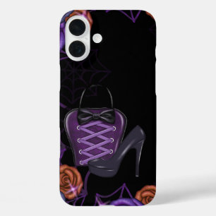 COQUES iPhone 16 PLUS ORANGE NOIR PURPLE HALLOWEEN PURSE & HEELS
