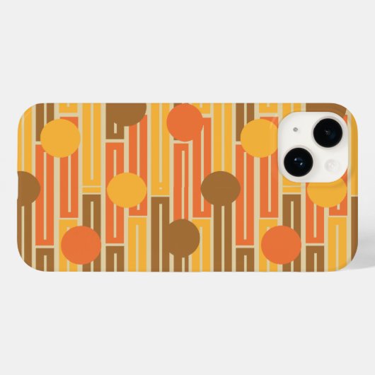 Coques Case-Mate iPhone Orange, Or, Rectangles Brown et cercles (Verso (horizontal))