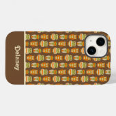 Coques Case-Mate iPhone Orange rétro des années 1970, Chouettes vertes sur (Verso (horizontal))