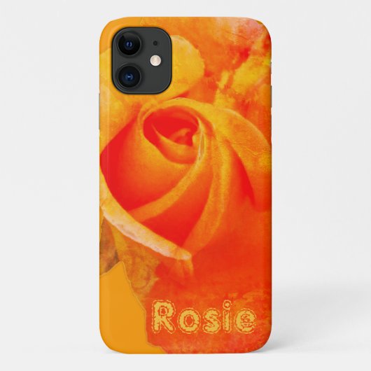 Coques Case-Mate iPhone Orange Rose & Your Name Phone (Dos)