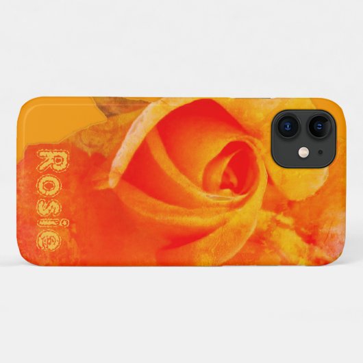 Coques Case-Mate iPhone Orange Rose & Your Name Phone (Dos (Horizontal))