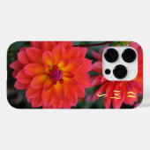 Coques Case-Mate iPhone Orange, Rouge, Fleur Dahlia Jaune (Verso (horizontal))