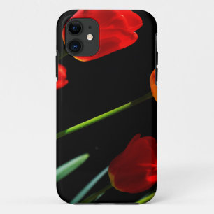Coque Case-Mate Pour iPhone Orange Rouge Tulip Fleurs Arrière - plan noir