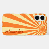 Coques Case-Mate iPhone Orange Sherbet Sunburst "Ajouter votre nom" (Verso (horizontal))