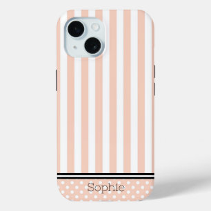 Coque Pour iPhone 15 Orange Stripes & Dots Custom Samsung