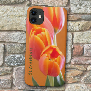 Case-Mate iPhone Case Orange Tulip Flowers Custom Ajouter Votre Nom