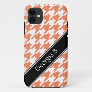 Coque iPhone 11 Orange & White Houndstooth personnalisé iPhone 5 C