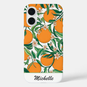 Coques iPhone 16 Oranges personnalisées Agrumes Fruits Motif floral