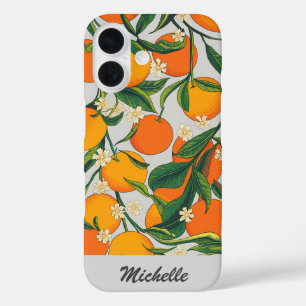 Coques iPhone 16 Oranges personnalisées Agrumes Fruits Motif floral