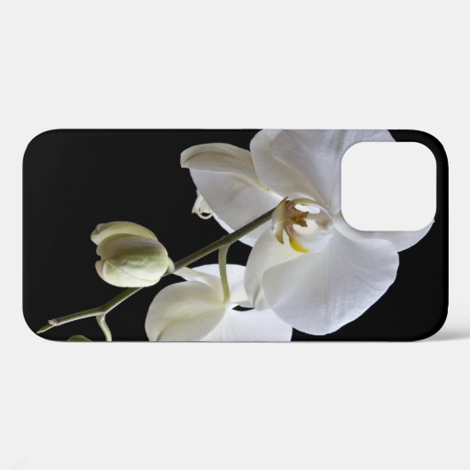 Coques Case-Mate iPhone Orchidée blanche Phalaenopsis sur noir (Verso (horizontal))