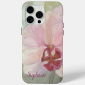 Coques Case-Mate iPhone Orchidée florale monogramme argent rose pâle (Verso)