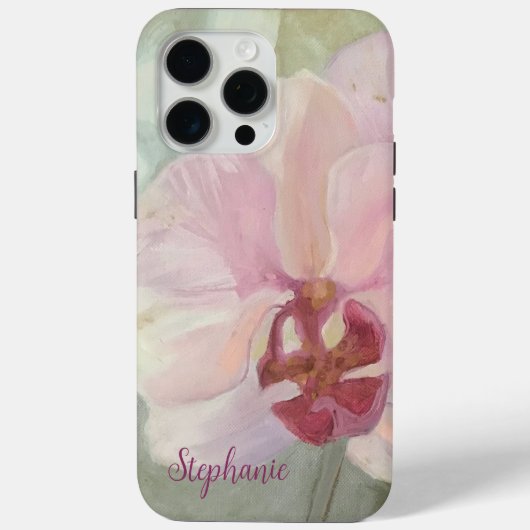 Coques Case-Mate iPhone Orchidée florale monogramme argent rose pâle (Verso)
