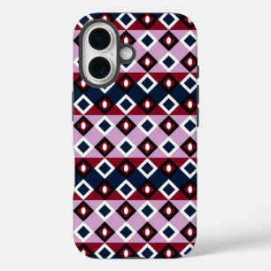 Coques iPhone 16 Orchidée Marine Plaid Kilt Diamants Carrés Carrelé