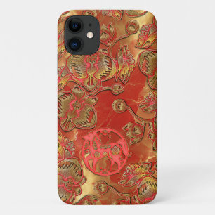 Case-Mate iPhone Case Orchidée rouge et or Nouvel An chinois Cheval Luna
