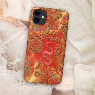 Case-Mate iPhone Case Orchidée rouge et or Nouvel An chinois Serpent Lun