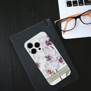 Coque Pour iPhone 14 Pro Orchidées blanches délicates personnalisables