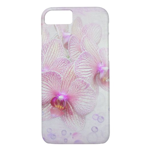 Coques Case-Mate iPhone orchidées et bulles roses (Dos)