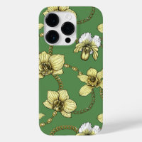 Orchidées et chaînes, jaune et vert kelly