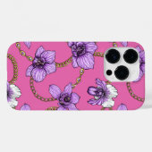 Coques Case-Mate iPhone Orchidées et chaînes, violet et rose (Verso (horizontal))