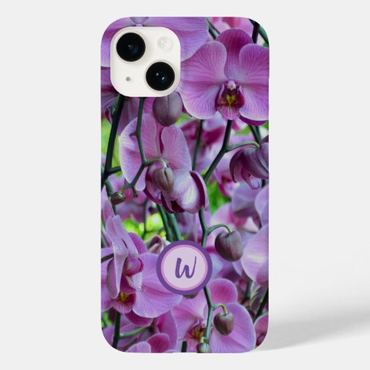 Coques Case-Mate iPhone Orchidées et vignes pourpres avec nom (Verso)