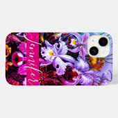 Coques Case-Mate iPhone Orchidées Ombre rose personnalisées (Verso (horizontal))