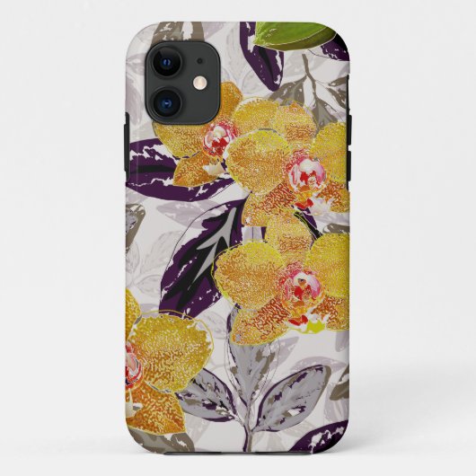 Coques Case-Mate iPhone Orchidées orange jaune. (Dos)