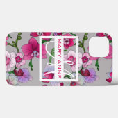 Coques Case-Mate iPhone Orchidées Roses En Fleur | Ajouter Votre Nom (Verso (horizontal))