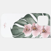 Coques Case-Mate iPhone Orchidées roses sur Monstera Flore tropicale avec  (Verso (horizontal))