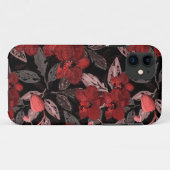 Coques Case-Mate iPhone Orchidées rouges sur noir. (Dos (Horizontal))